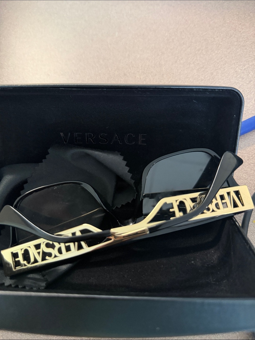 Versace Black glasses with Gold Logo Arms - Picture 2 of 6